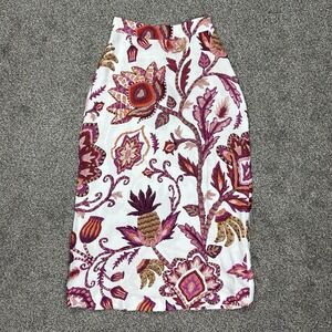 NEW Farm Rio Sunset Tapestry Off White Midi Skirt Womens XS Comfort‎ Chic Floral